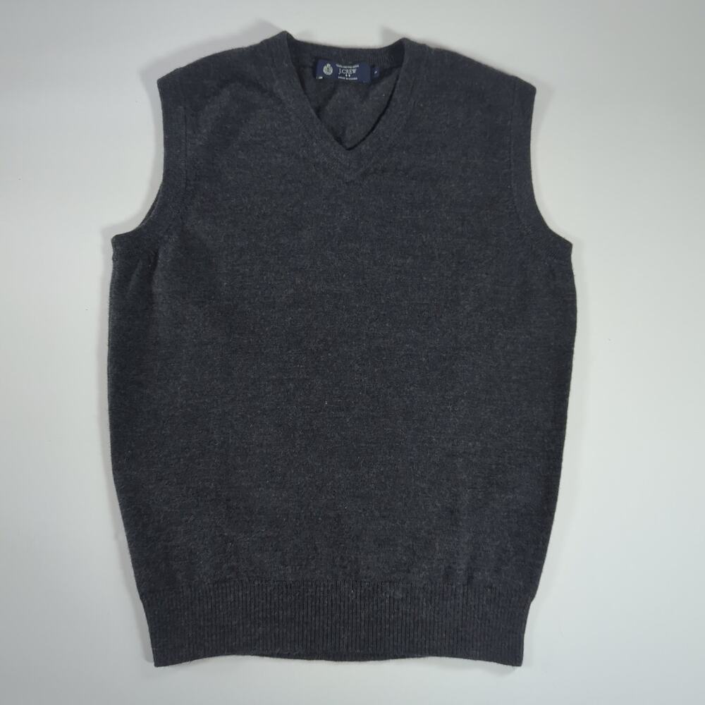 J.Crew Men's Merino Wool Sweater Vest Gray V Neck Preppy Ivy Size S 2009
